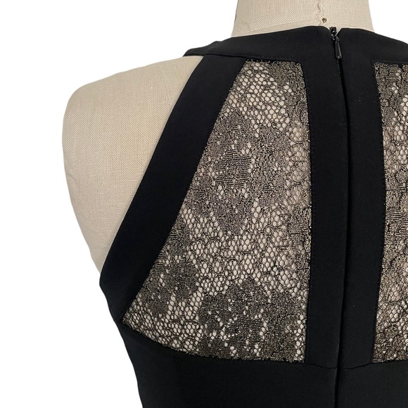 Karen Millen Sleeveless Black Sheath Dress with Lace Panels Size 4 - Picture 6 of 8